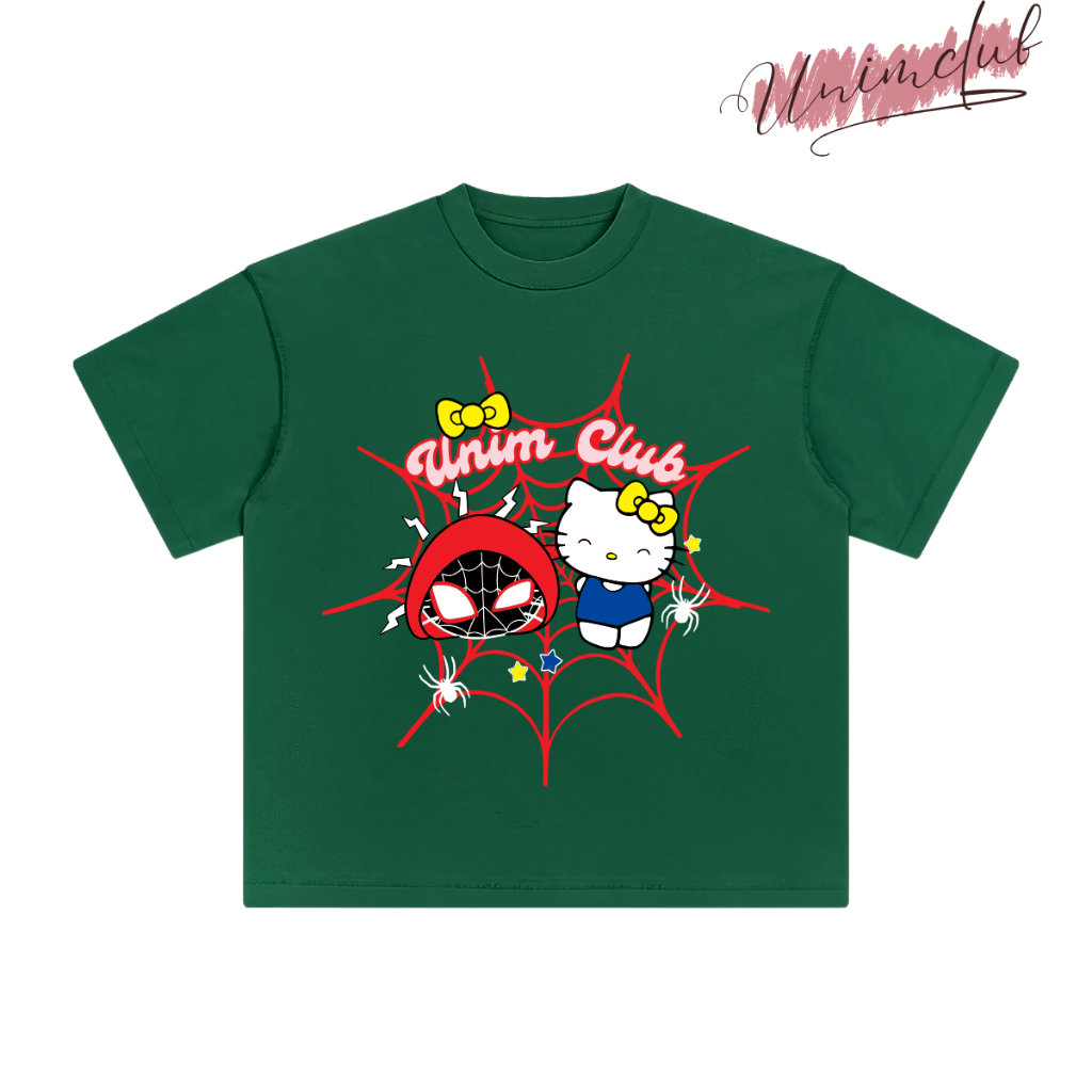 Áo Thun Boxy HelloKity Kiss Spiderman Cotton Việt Mềm Mịn Thoáng Mát 250gsm Hottrend 2025 APB09
