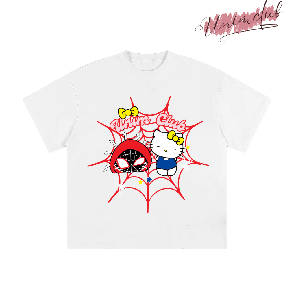 Áo Thun Boxy HelloKity Kiss Spiderman Cotton Việt Mềm Mịn Thoáng Mát 250gsm Hottrend 2025 APB09