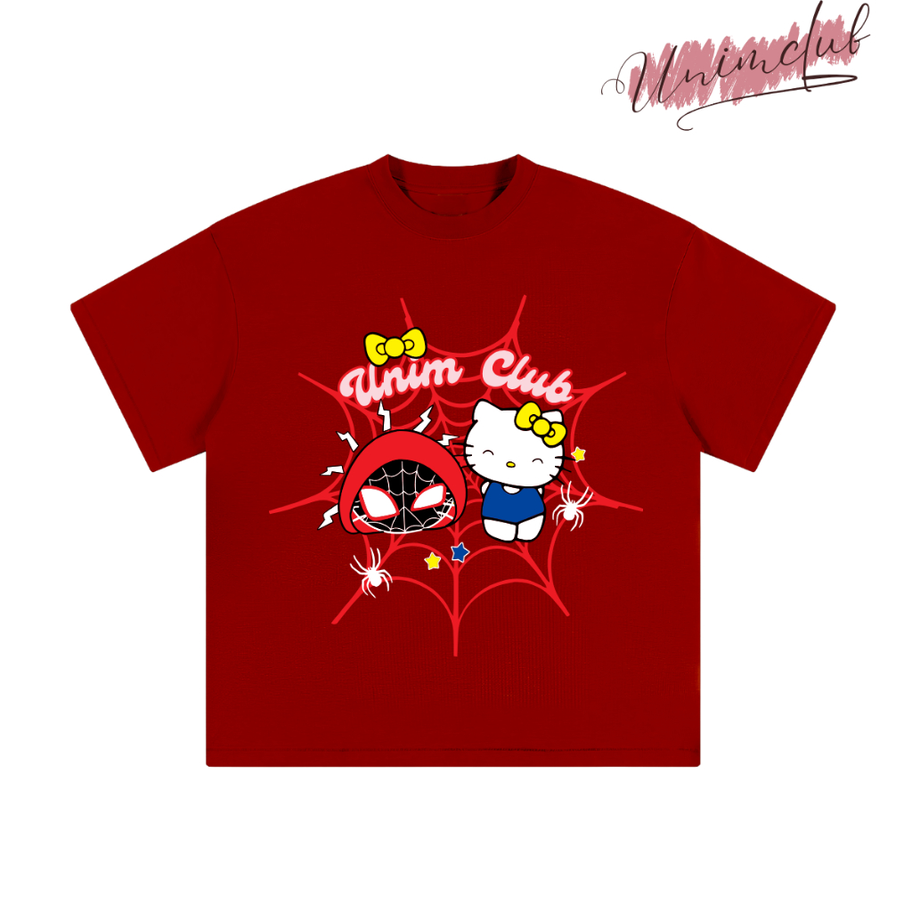 Áo Thun Boxy HelloKity Kiss Spiderman Cotton Việt Mềm Mịn Thoáng Mát 250gsm Hottrend 2025 APB09