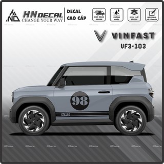 Tem dán xe VF3 - Decal dán xe VF3 MẪU TEM THỂ THAO CÁ TÍNH . 1 bộ dán 2 bên ( mẫu VF3 - 103 )