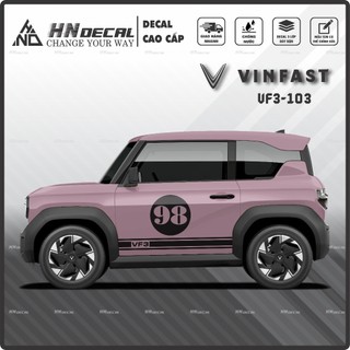Tem dán xe VF3 - Decal dán xe VF3 MẪU TEM THỂ THAO CÁ TÍNH . 1 bộ dán 2 bên ( mẫu VF3 - 103 )
