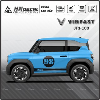 Tem dán xe VF3 - Decal dán xe VF3 MẪU TEM THỂ THAO CÁ TÍNH . 1 bộ dán 2 bên ( mẫu VF3 - 103 )