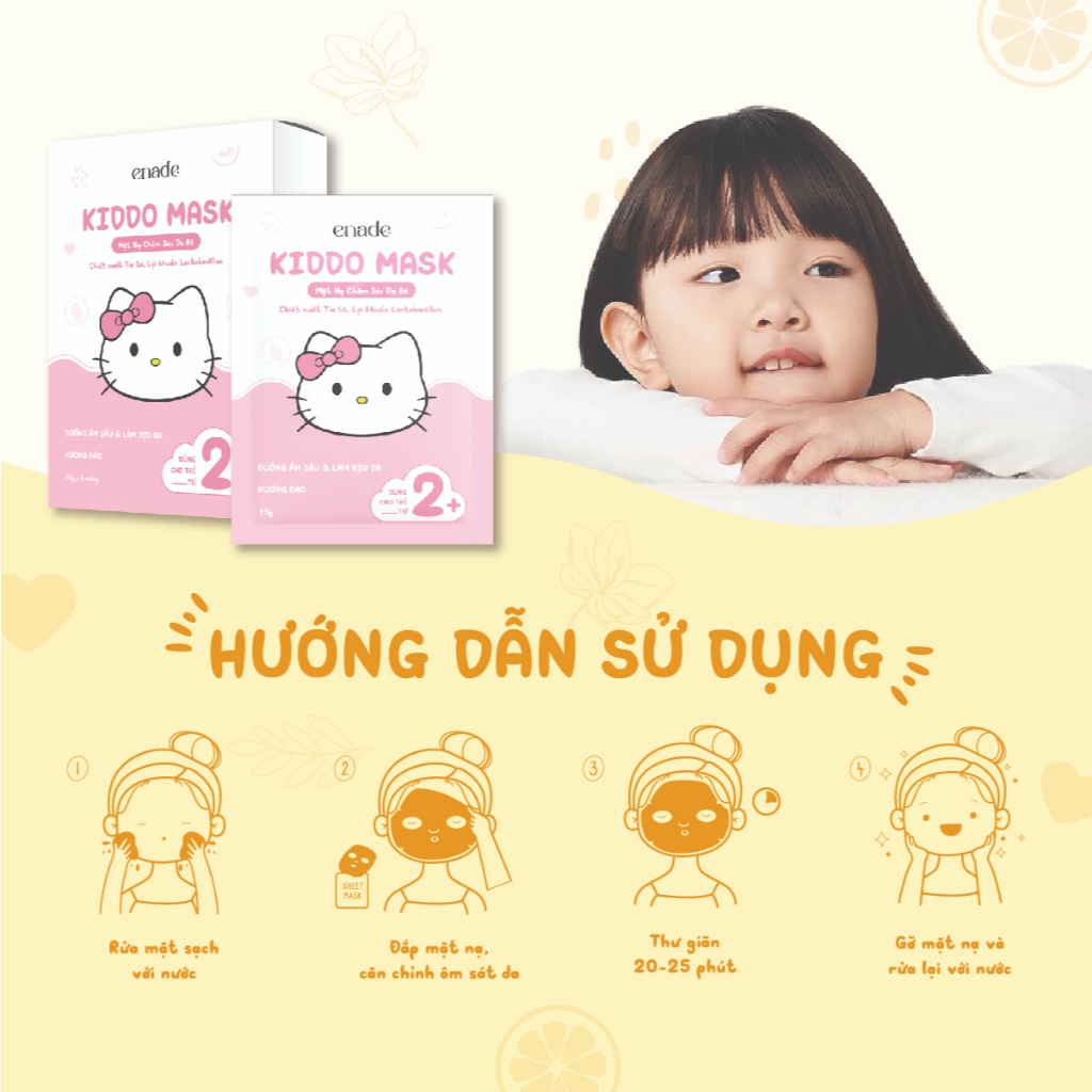 Mặt Nạ Tía Tô Enade cho em bé từ 2 tuổi - Giúp dưỡng ẩm, dịu da với chiết xuất Tía tô