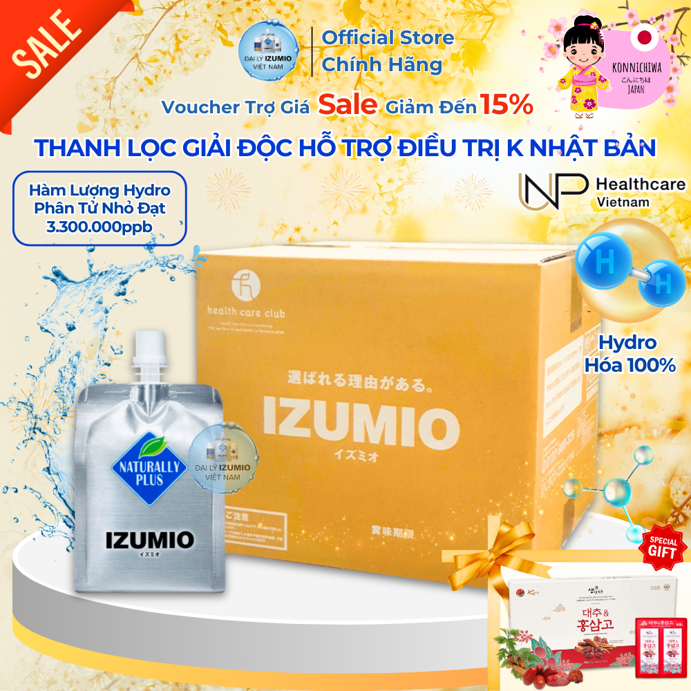 [Xuất Kèm VAT] Thùng 48 Gói Nước IZUMIO Hydrgen Nhật Bản - Nồng Độ 3.3ppm Nhập Khẩu Chính Hãng Nhật Bản
