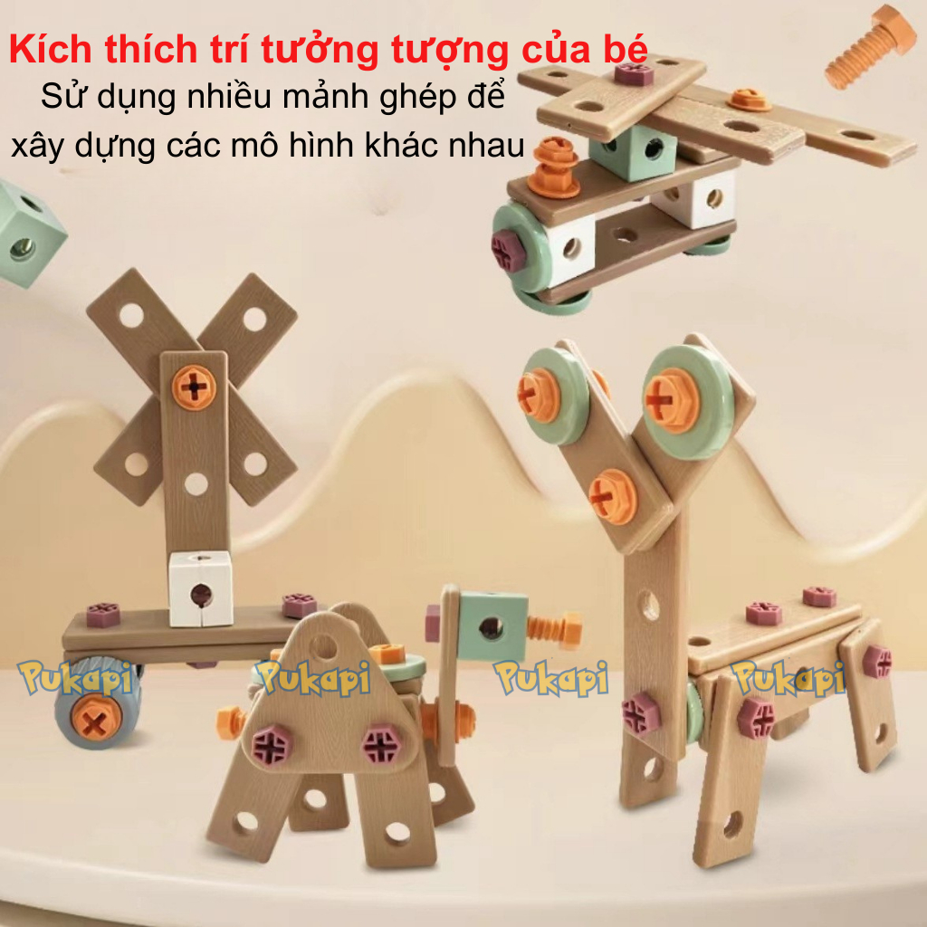 Bộ Kĩ Sư Đồ Chơi Lắp Ráp Dụng Cụ Kỹ Thuật Cho Bé Đồ Chơi Kĩ Sư 144 Chi Tiết Cao Cấp Kèm Khoan Điện - Đồ Chơi PUKAPI