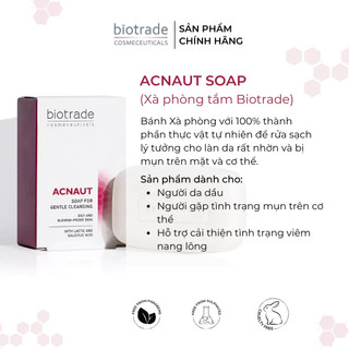 [HÀNG CÔNG TY] Xà phòng tắm làm sạch sâu giảm mụn ngực, lưng Biotrade Acnaut Soap