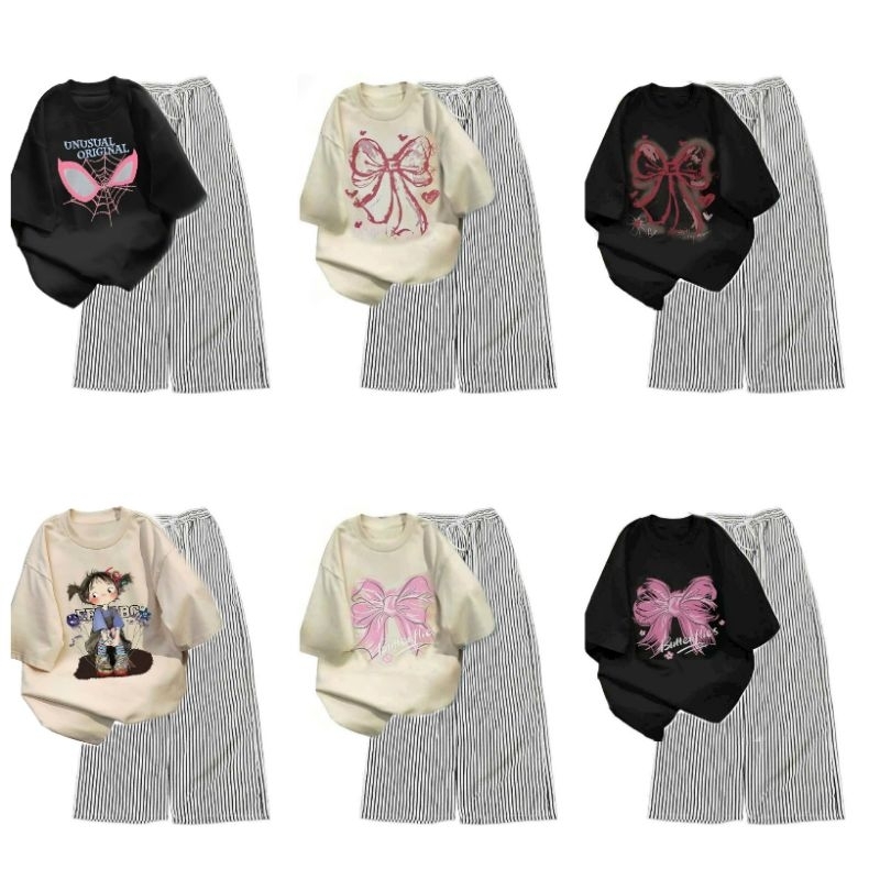 Tổng Hợp Các Sét Bộ Quần Ống Suông Vải Đũi Xốp    + Mix Áo Phông nam nữ cotton mềm siêu xinh xắn