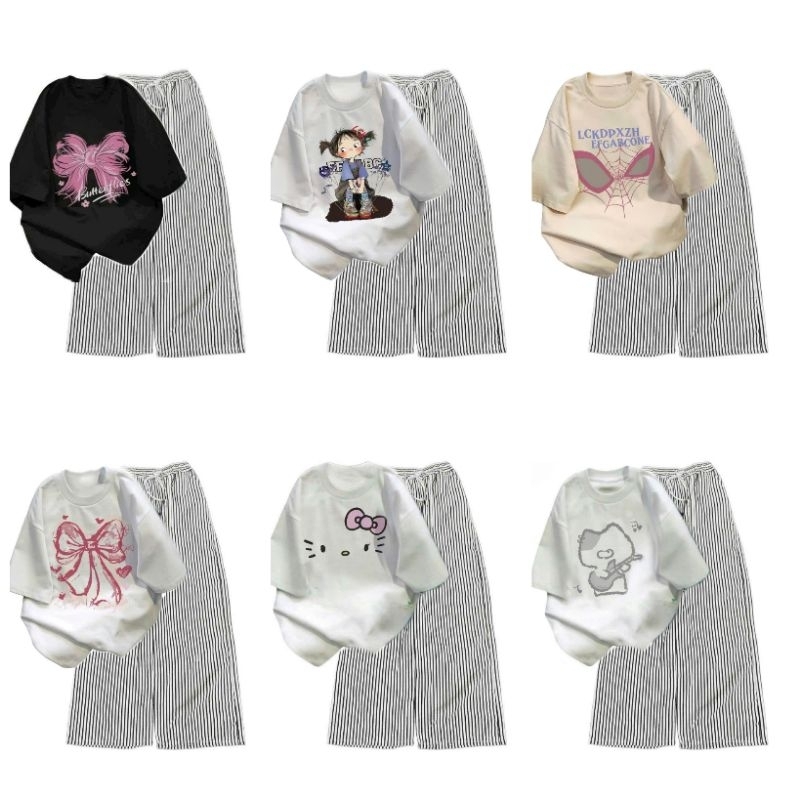 Tổng Hợp Các Sét Bộ Quần Ống Suông Vải Đũi Xốp    + Mix Áo Phông nam nữ cotton mềm siêu xinh xắn