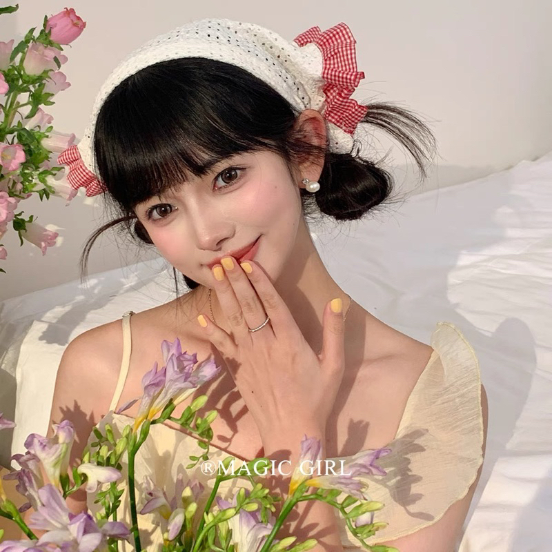 BỜM KHĂN VINTAGE REN THÊU HÌNH CHERRY 🍒 PHỤ KIỆN ĐI BIỂN