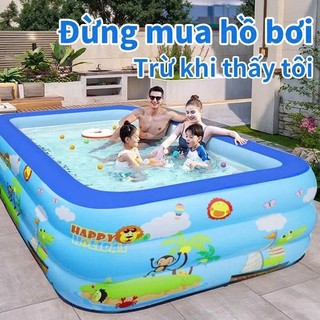 [Tặng bóng] Bể bơi cho bé 1m2,1m5,1m8,2m1,2m6 Hồ bơi 3 tầng gấp gọn tại nhà đáy chống trượt cho bé