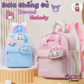 Balo Đi Học Hình Melody / Kuromi / Cinnamonroll - Balo Ngăn Chứa Lớn Dây Đeo Chắc Chắn Tặng Kèm Túi Sticker Cho Bé
