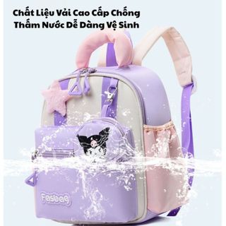 Balo Đi Học Hình Melody / Kuromi / Cinnamonroll - Balo Ngăn Chứa Lớn Dây Đeo Chắc Chắn Tặng Kèm Túi Sticker Cho Bé