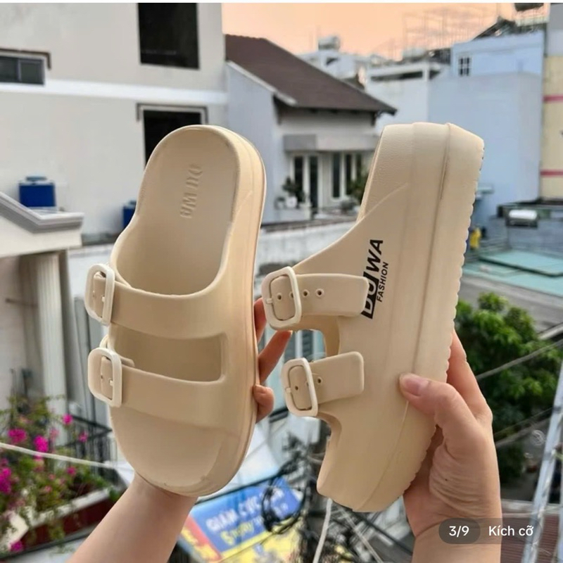 Ảnh Dép nữ đế xuồng hai quai Eva nhẹ đế 5cm chống trơn màu đen, kem, nâu size 36-39 3