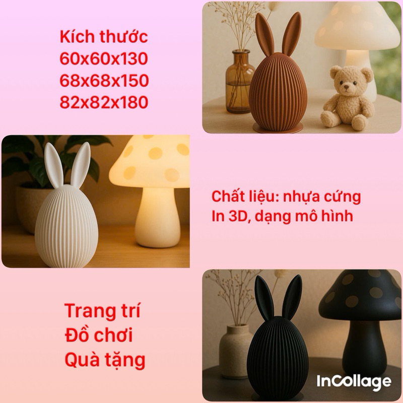 Con vật 3D mô hình Thỏ Mập, trang trí, đồ chơi,quà tặng,thiết kế bằng nhựa in cao cấp,bền, an toàn.(có hàng sau 2 ngày)
