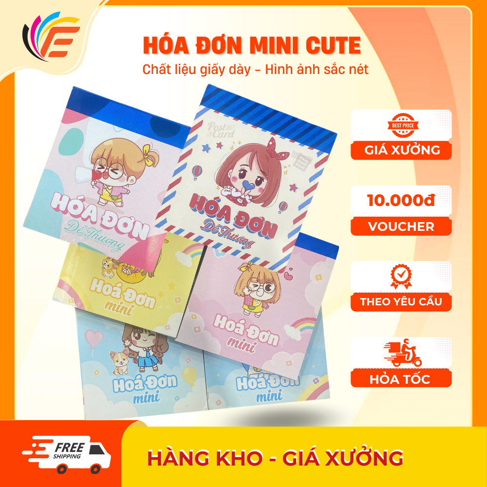 HÓA ĐƠN MINI siêu dễ thương - Giấy F70, 100 tờ kích thước 9x10cm Hoặc 10x14