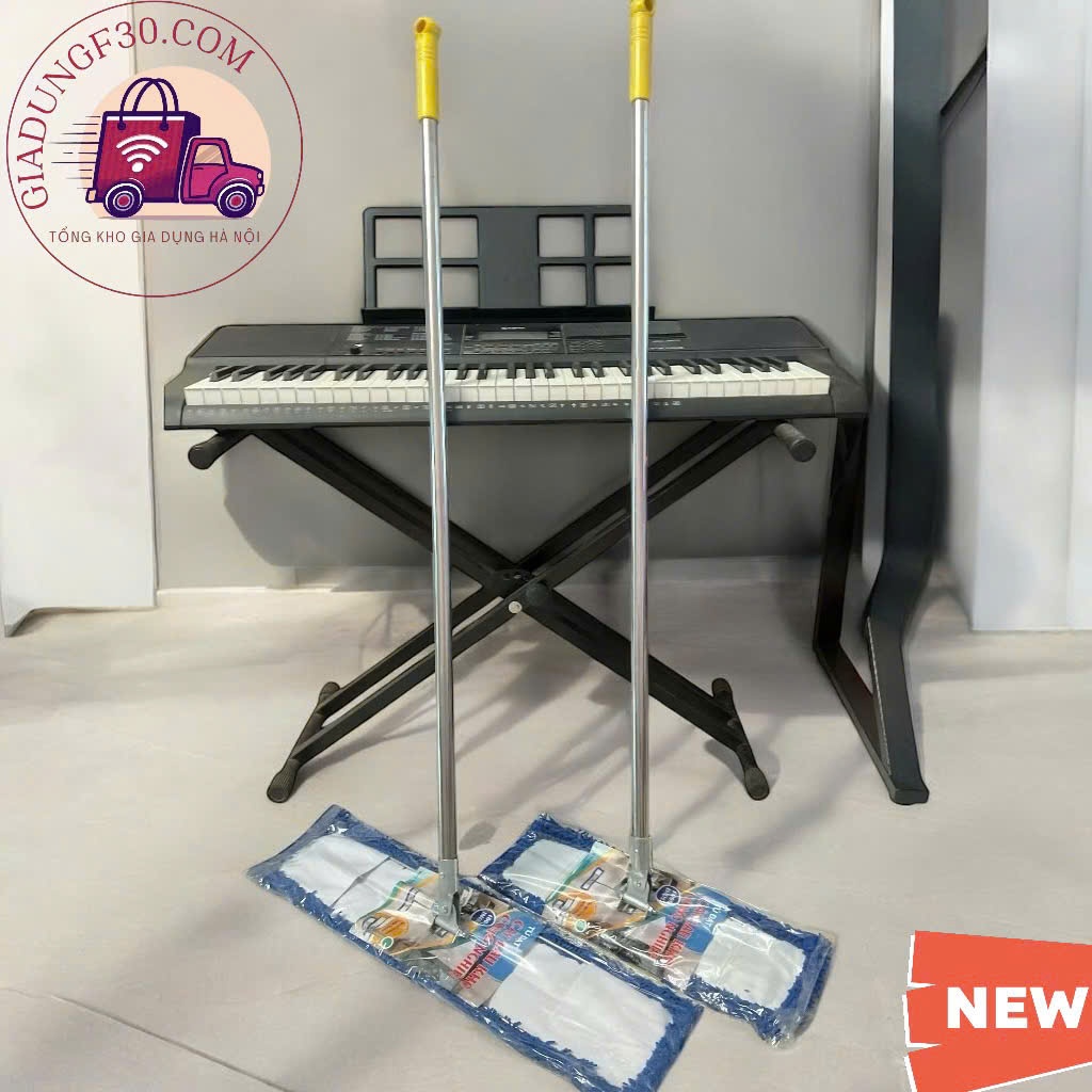 Chổi Lau Nhà Công Nghiệp 45-60cm - Cán Rút Inox, Tấm Microfiber, Bảo Hành Cong Gãy Do Vận Chuyển