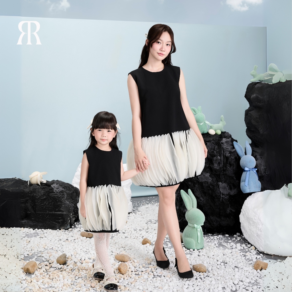 Ảnh RẬP BABY&MOMMY -  Đầm Cổ Tròn Không Tay Phối Voan - MOMMY 01 1