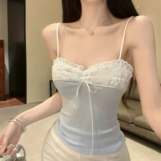 Áo hai dây sợi bún nhiều màu sắc quai chỉnh cao thấp, phối viền ren siêu điệu có đệm mút 1008