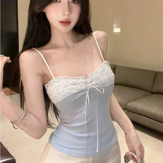 Áo hai dây sợi bún nhiều màu sắc quai chỉnh cao thấp, phối viền ren siêu điệu có đệm mút 1008