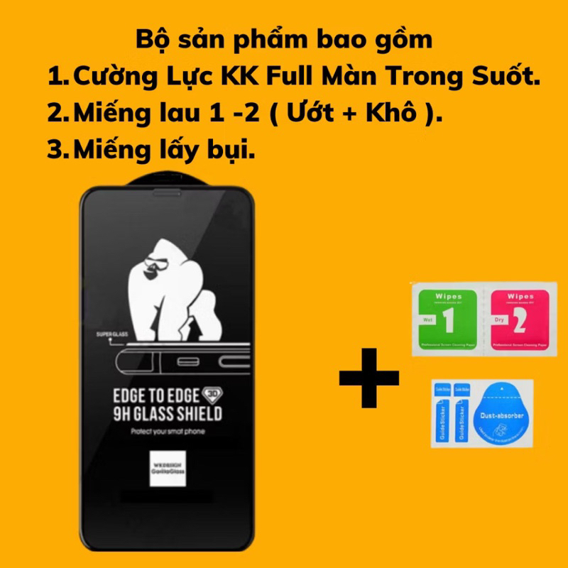 Kính Cường Lực iPhone Trong Suốt Cao Cấp Chính Hãng KiNGBON KK3D Không Hộp Model MA-02