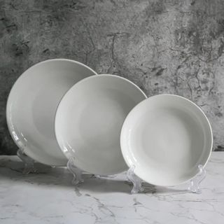 COMBO 10 Đĩa sứ sâu lòng kiểu Hàn trắng trơn – Dĩa tròn cao cấp 15cm đến 25cm, dùng ăn cơm, mì, salad – Hùng Home
