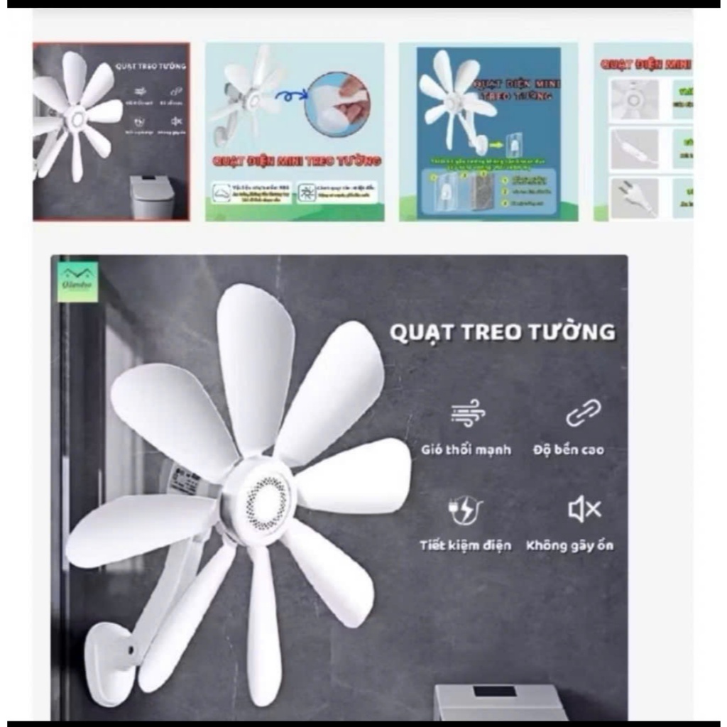 Quạt Treo Tường Mini 8W Điều Chỉnh Góc 360 Độ Tiết Kiệm Điện Chống Ồn Cao Cấp Tiện Dụng Dễ Lắp Đặt