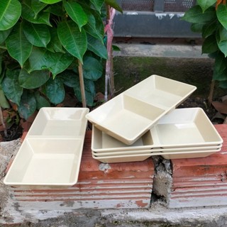 [Kho sỉ] COMBO 5 Chén Đựng Gia Vị Bằng Nhựa Melamine Vuông 2 Ngăn - Hùng Home