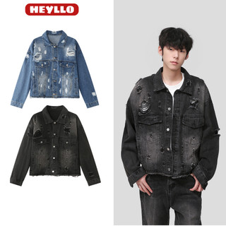 Áo Khoác Jeans Bò Denim Jacket Fashion Unisex 2 Clors  Wash Rách  HEYLLO.