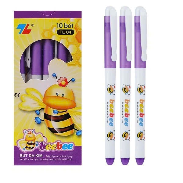 Hộp 10 cây Bút lông kim - Bút mực Tím Beebee Thiên Long FL-04