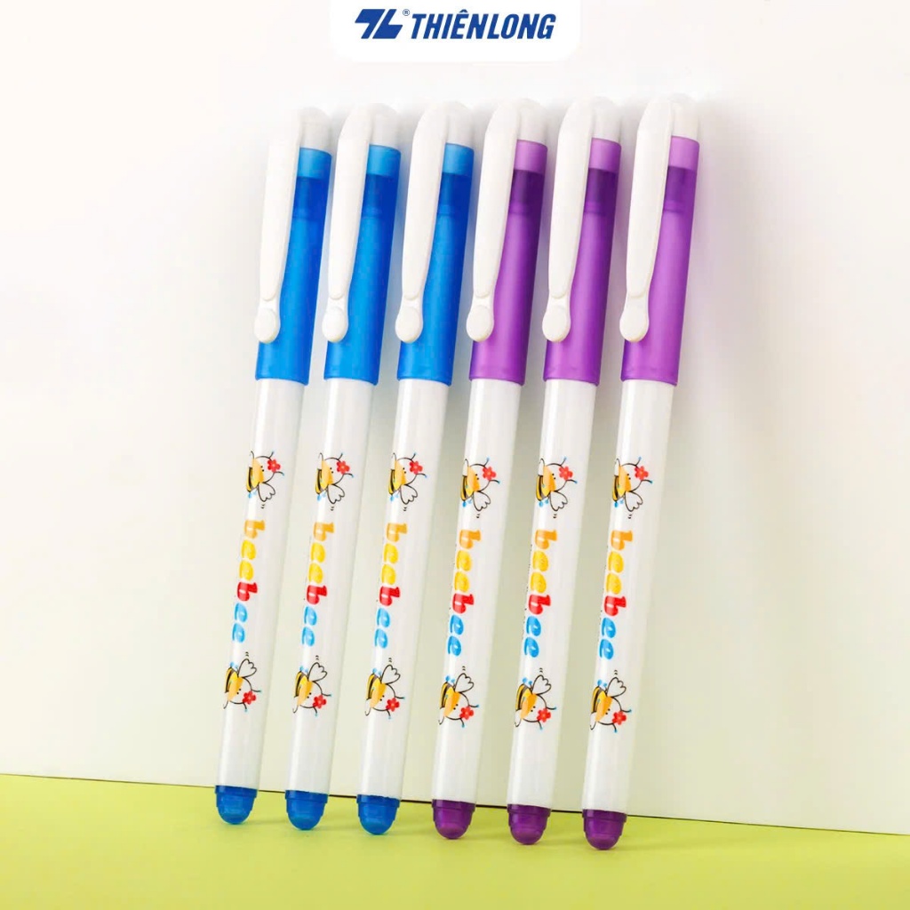 Hộp 10 cây Bút lông kim - Bút mực Tím Beebee Thiên Long FL-04