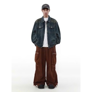 Áo Khoác Jeans Bò Denim Jacket Fashion Unisex Khoá Kéo Màu Xanh Đậm Wash HEYLLO.