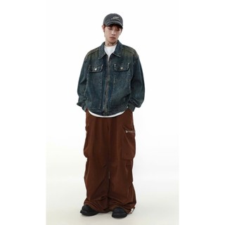 Áo Khoác Jeans Bò Denim Jacket Fashion Unisex Khoá Kéo Màu Xanh Đậm Wash HEYLLO.