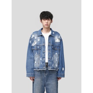 Áo Khoác Jeans Bò Denim Jacket Fashion Unisex 2 Clors  Wash Rách  HEYLLO.