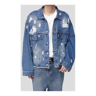 Áo Khoác Jeans Bò Denim Jacket Fashion Unisex 2 Clors  Wash Rách  HEYLLO.