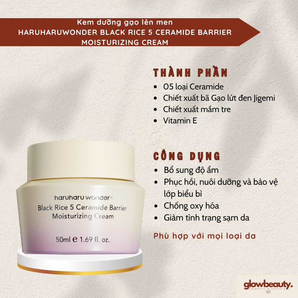 Kem dưỡng gạo lên men 50ml Haruharu Wonder Black Rice 5 Ceramide ...