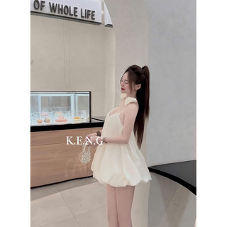 Đầm bí hoa vai 2 dây trong suốt bồng bềnh tiểu thư a24