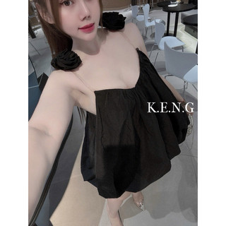 Đầm bí hoa vai 2 dây trong suốt bồng bềnh tiểu thư a24