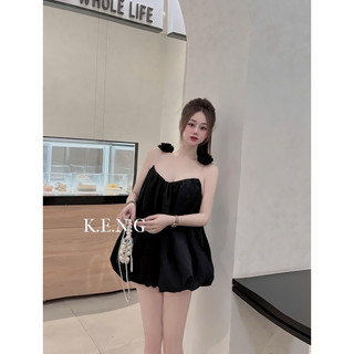Đầm bí hoa vai 2 dây trong suốt bồng bềnh tiểu thư a24