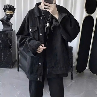 Áo Khoác Jeans Bò Denim Jacket Fashion Unisex Màu Đen Trơn HEYLLO.