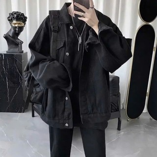 Áo Khoác Jeans Bò Denim Jacket Fashion Unisex Màu Đen Trơn HEYLLO.
