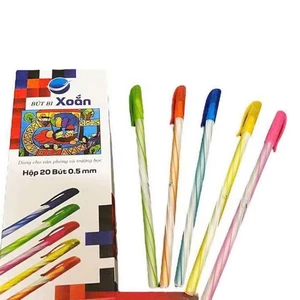 Hộp 20 Chiếc Bút Bi Xoắn Mực Xanh-Đen Ngòi 0.5mm Viết Êm Nét Trơn, Văn Phòng , Học Sinh