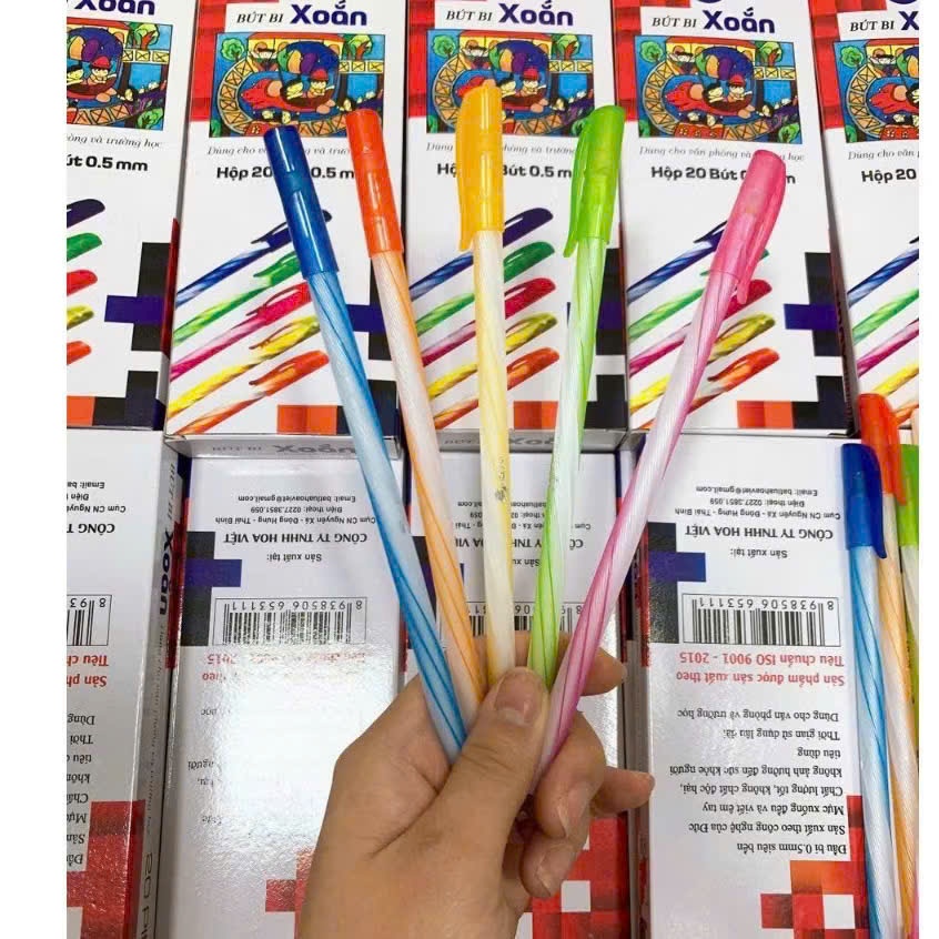 Hộp 20 Chiếc Bút Bi Xoắn Mực Xanh-Đen Ngòi 0.5mm Viết Êm Nét Trơn, Văn Phòng , Học Sinh