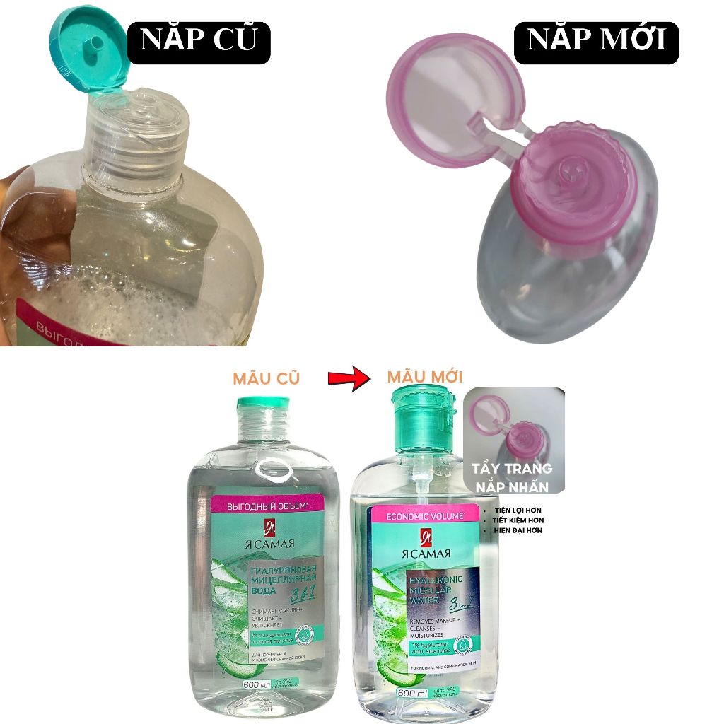 Nước tẩy trang YA SAMAYA 3in1 600ml Micellar Water làm sạch, giữ ẩm và dưỡng mềm da