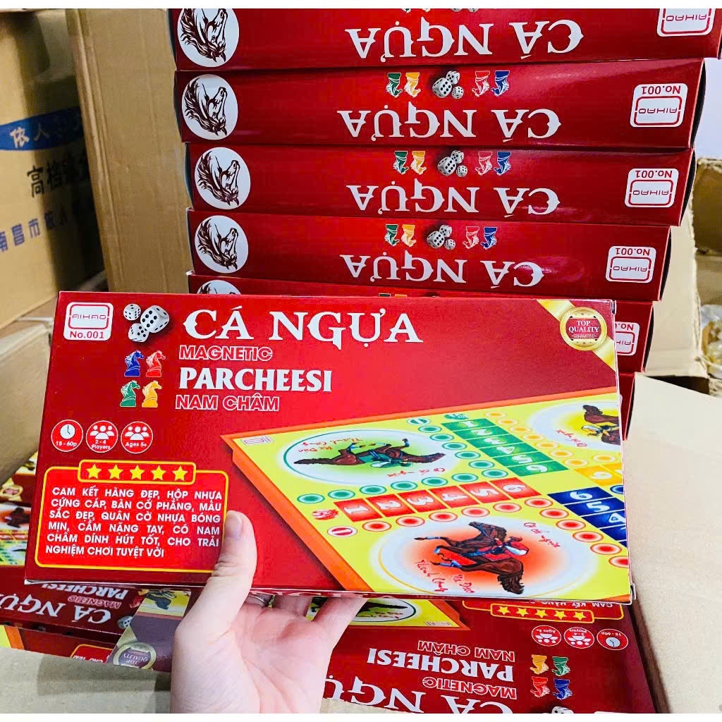 Cờ Cá Ngựa Nam Châm, Hộp Nhựa Cứng Có Thể Gấp Gọn, Đồ Chơi Board Game Cờ Đua Ngựa, Bộ Cá Ngựa