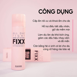 Xịt Khóa Makeup Toàn Diện Fixx So Natural Từng LoạiDaAllDayTight Real Matte - Water Glow COD.