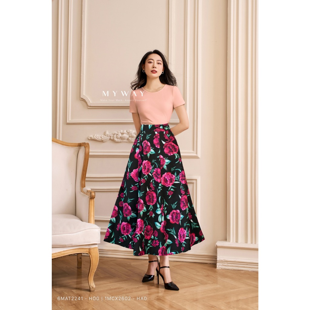 Ảnh Áo Cotton Thun Nữ Hè MY WAY Ngắn Tay Nhiều Màu Trơn Bssic 6MAT2241 1