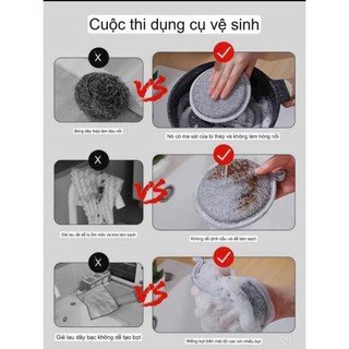 Miếng Rửa Chén Bát 3 Lớp Bọt Biển - Miếng Cọ Xoong Nồi Giẻ Rửa Bát Đĩa Đa Năng Siêu Tạo Bọt