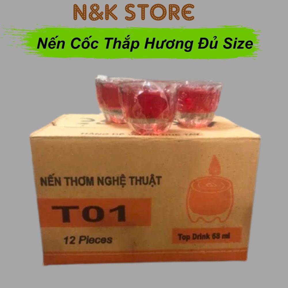 Nến cốc thắp hương, nến cốc thủy tinh dùng cho lễ hội, thắp hương bàn thờ