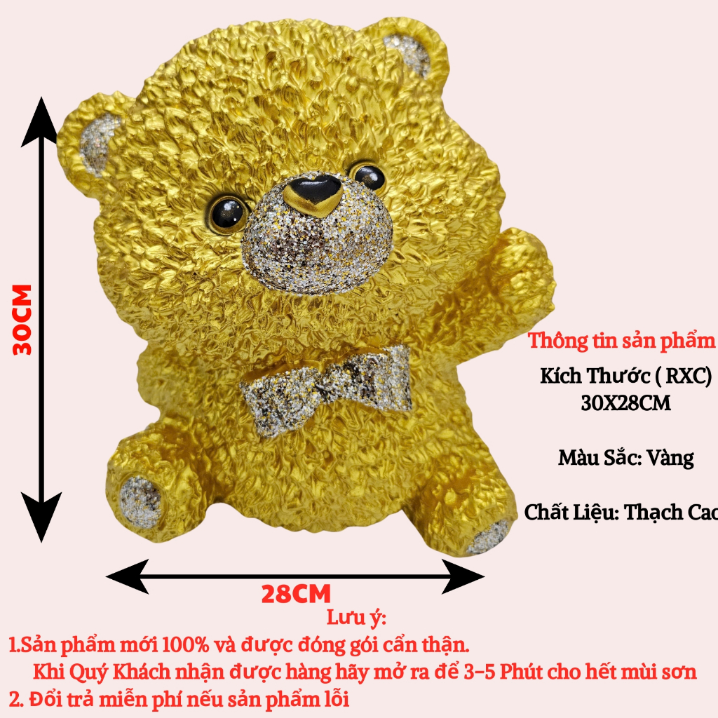 Heo Đất Lợn Đất Gấu Xù Vàng Size To đeo túi đáng yêu Ống heo tiết kiệm tiền,trang trí,quà tặng