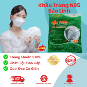 THÙNG 100 CHIẾC KHẨU TRANG N95 BẢO LINH KHÔNG VAN 5 LỚP TÚI ZIP KHÁNG KHUẨN CHÍNH HÃNG CHỐNG BỤI MỊN
